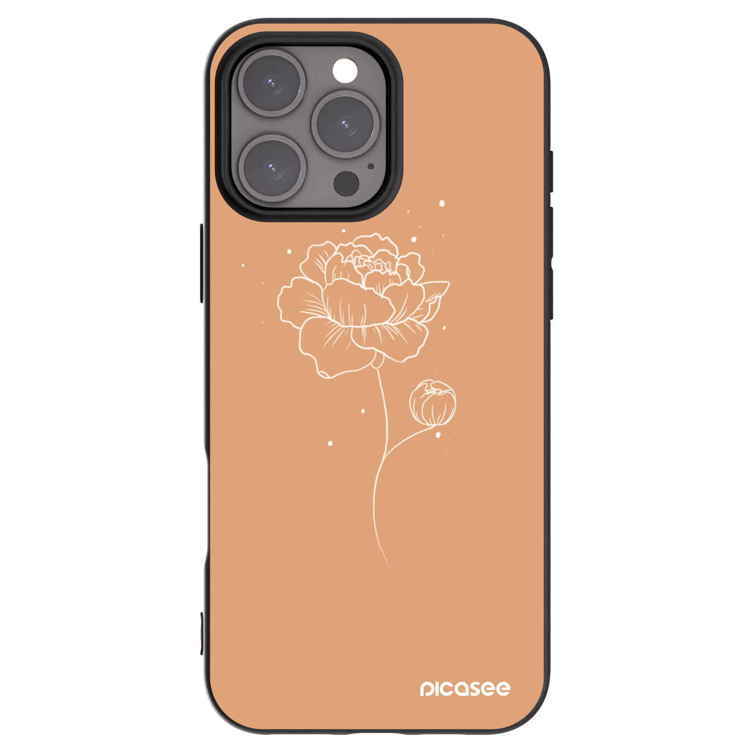 Picasee crna silikonska maskica za Apple iPhone 16 Pro Max - Peonies