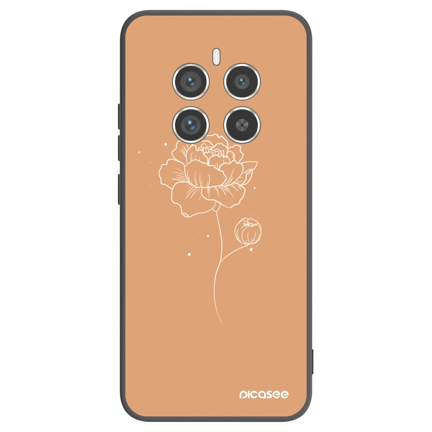 Picasee crna silikonska maskica za Realme 12 Pro 5G - Peonies