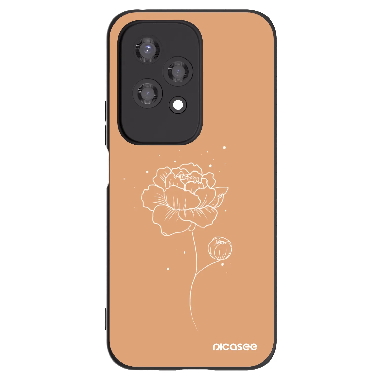 Picasee crna silikonska maskica za Honor 200 Lite - Peonies