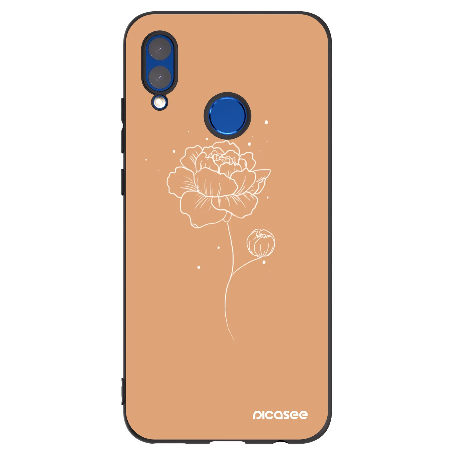 Picasee crna silikonska maskica za Honor 10 Lite - Peonies