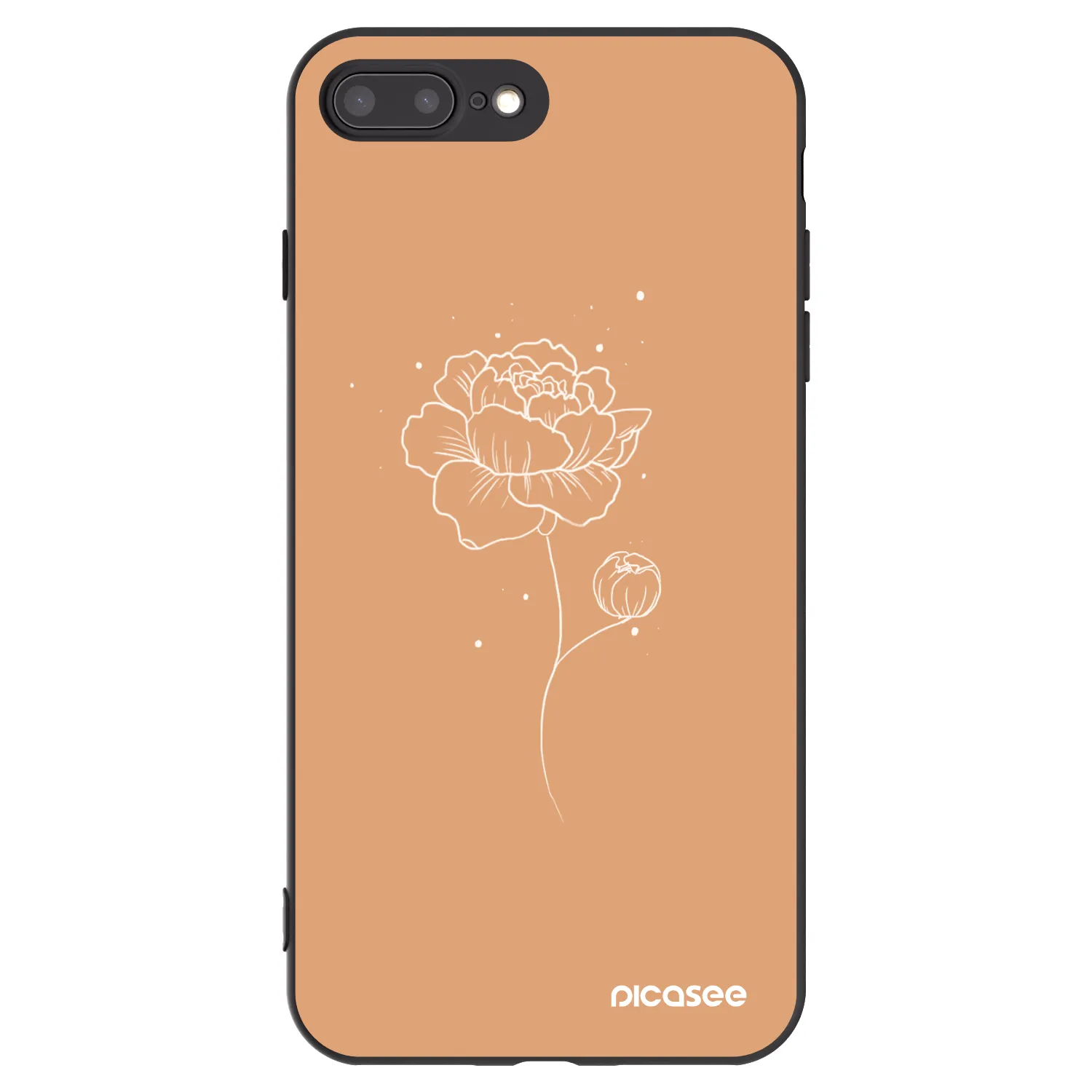 Picasee crna silikonska maskica za Apple iPhone 8 Plus - Peonies
