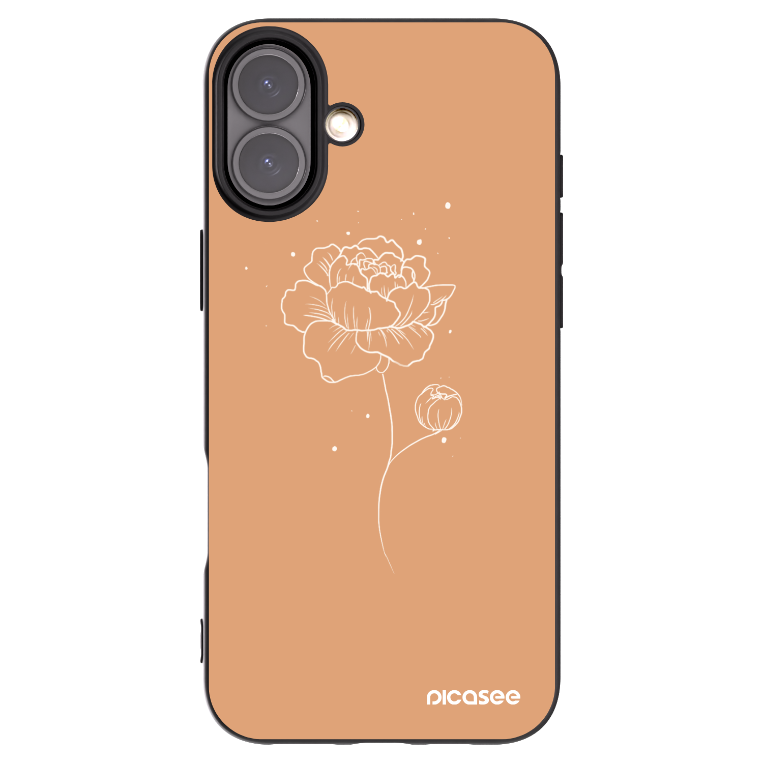 Picasee crna silikonska maskica za Apple iPhone 16 Plus - Peonies