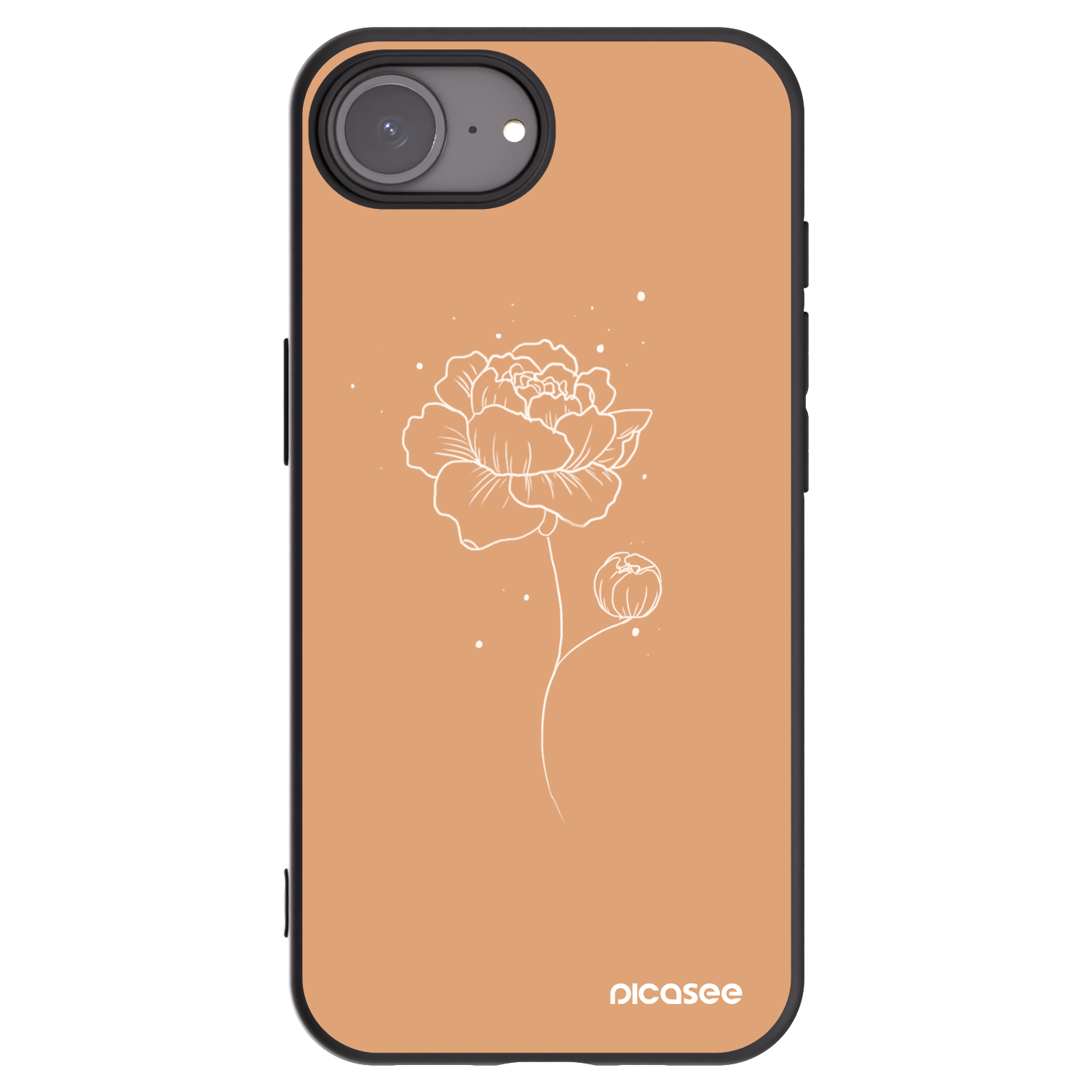Picasee crna silikonska maskica za Apple iPhone 16e - Peonies