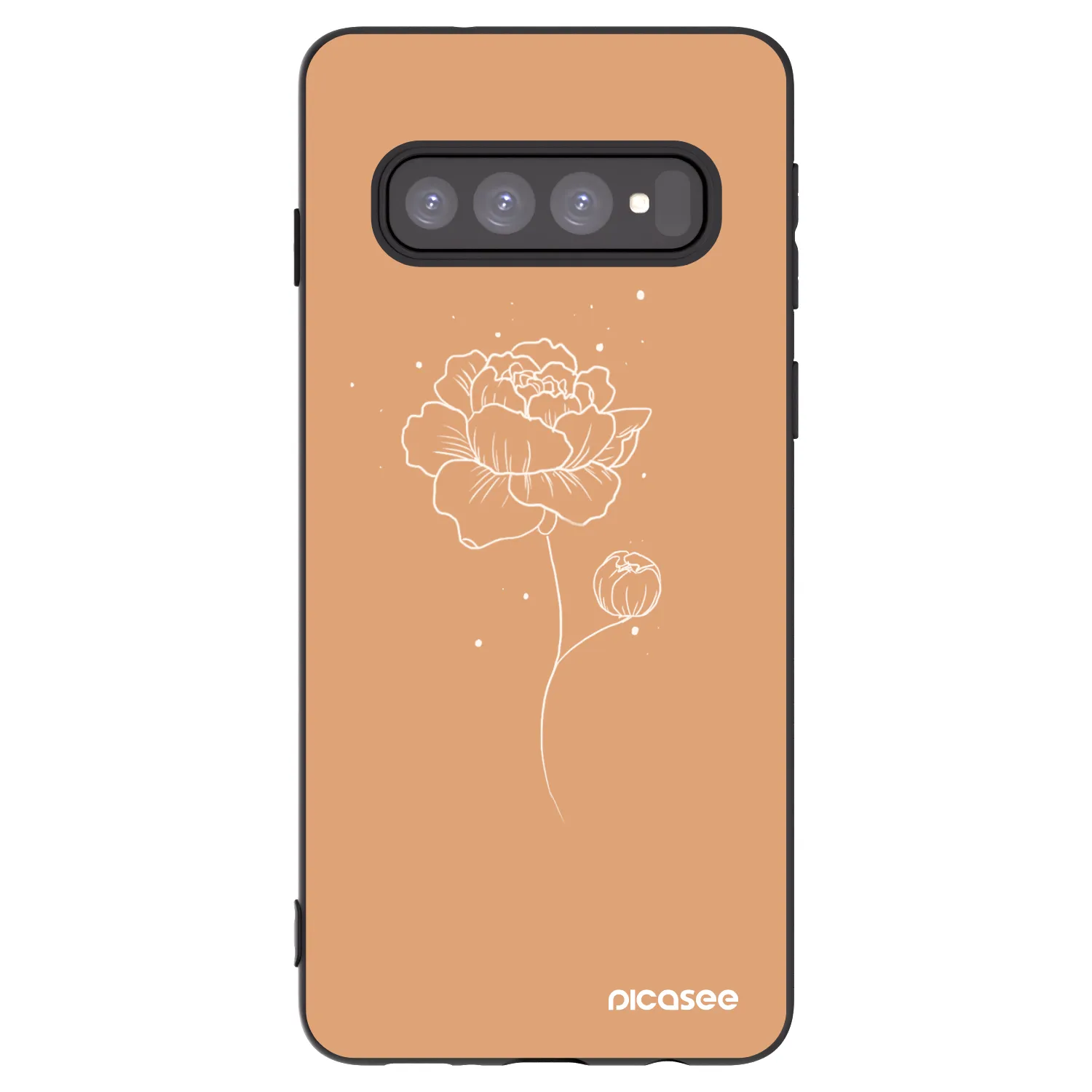 Picasee crna silikonska maskica za Samsung Galaxy S10 G973 - Peonies