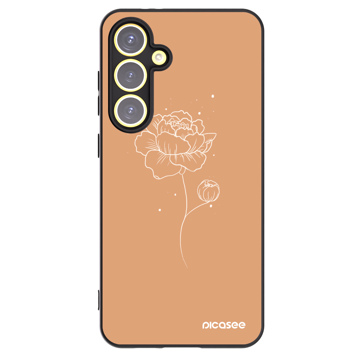 Picasee crna silikonska maskica za Samsung Galaxy S24 FE S721B - Peonies