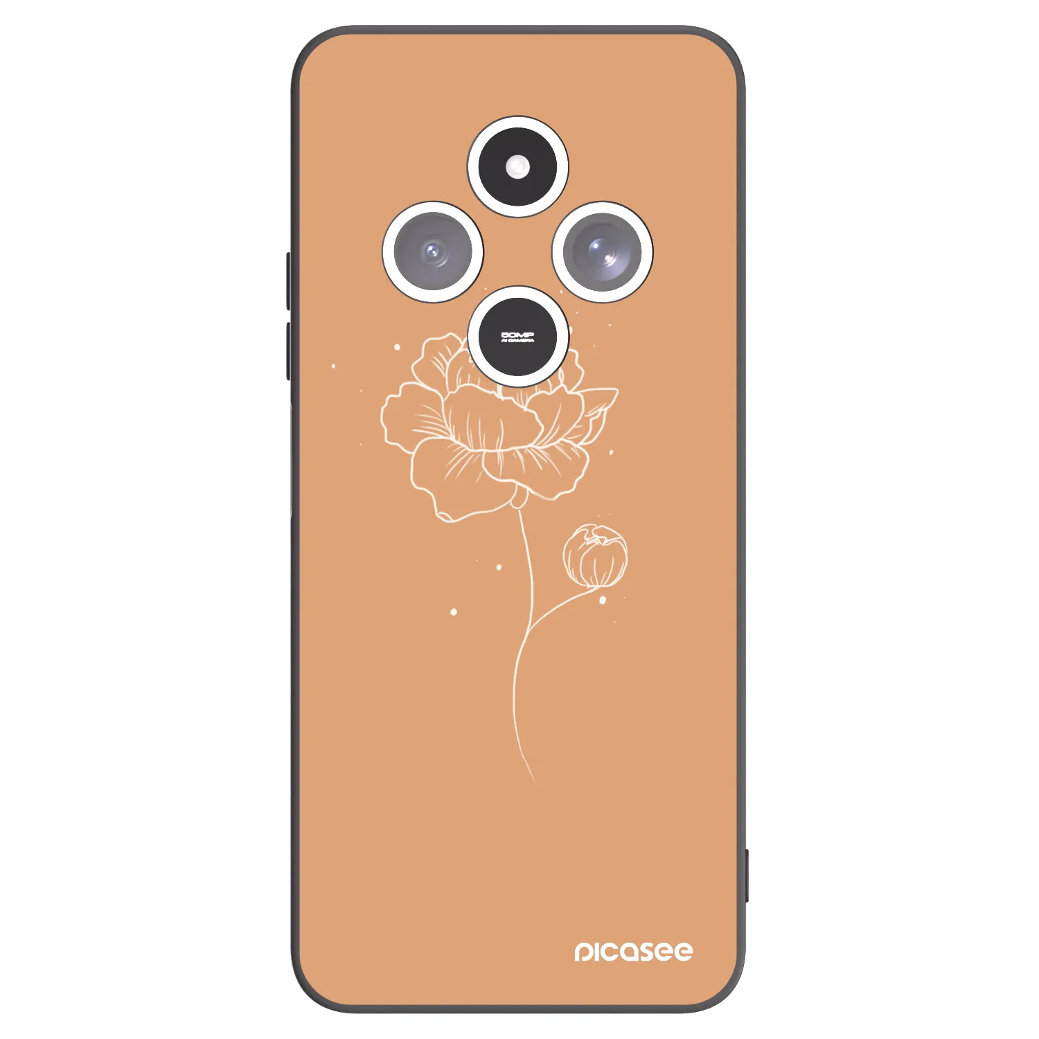 Picasee crna silikonska maskica za Xiaomi Redmi 14C - Peonies