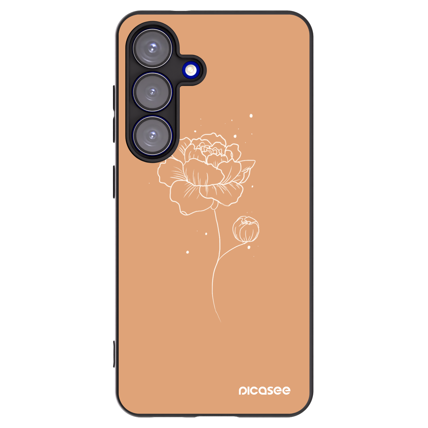 Picasee crna silikonska maskica za Samsung Galaxy S25 5G - Peonies