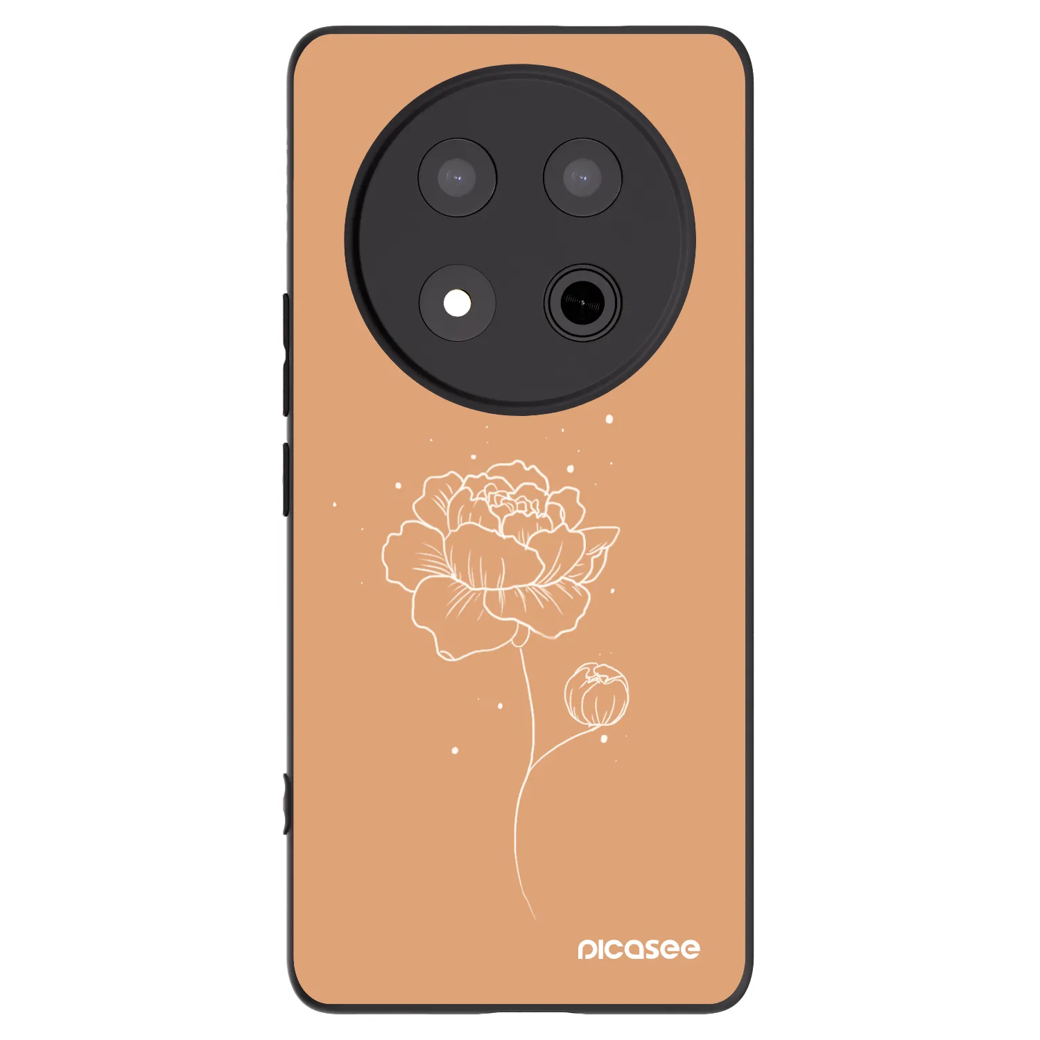 Picasee crna silikonska maskica za Honor Magic7 Lite 5G - Peonies