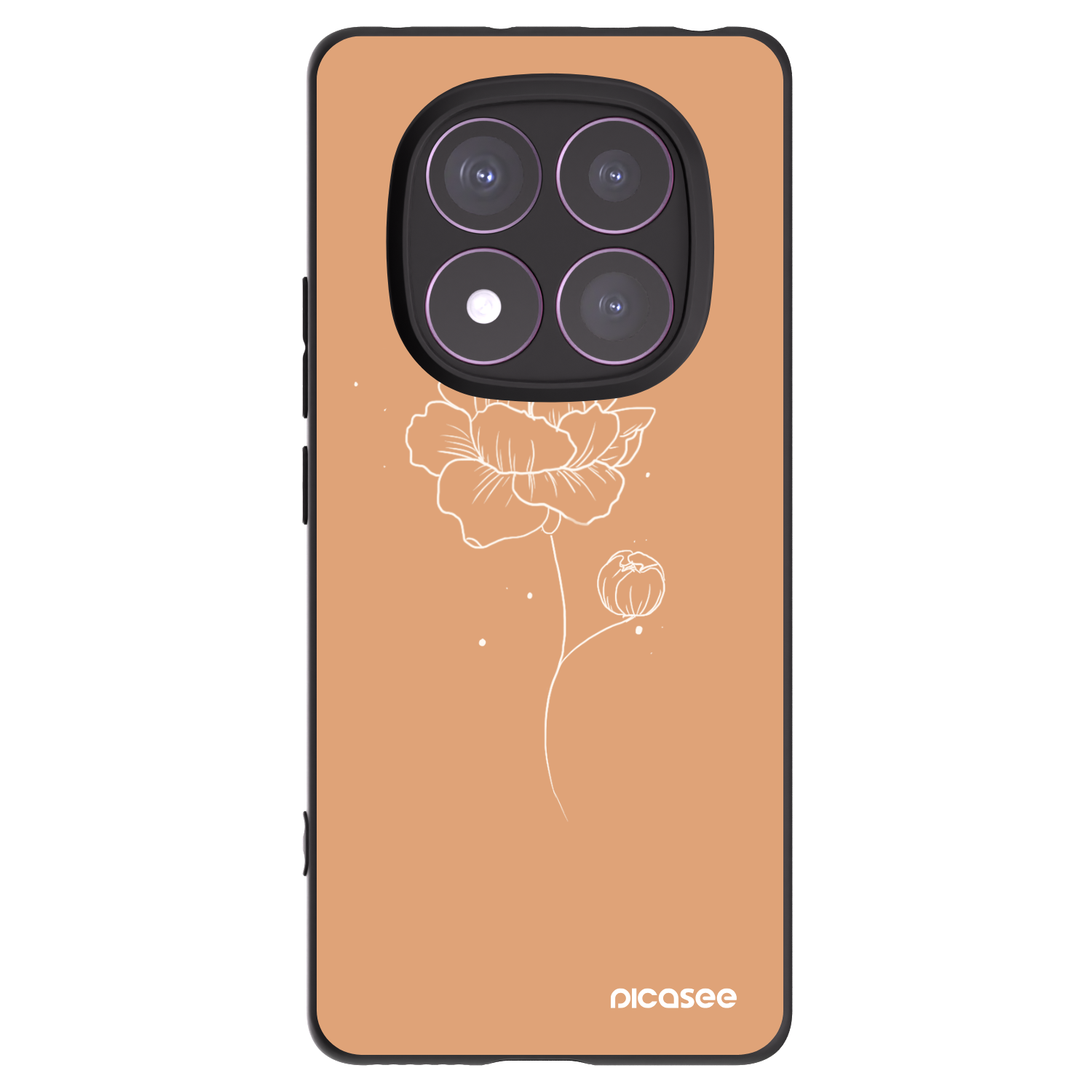 Picasee crna silikonska maskica za Xiaomi Redmi Note 14 Pro 4G - Peonies