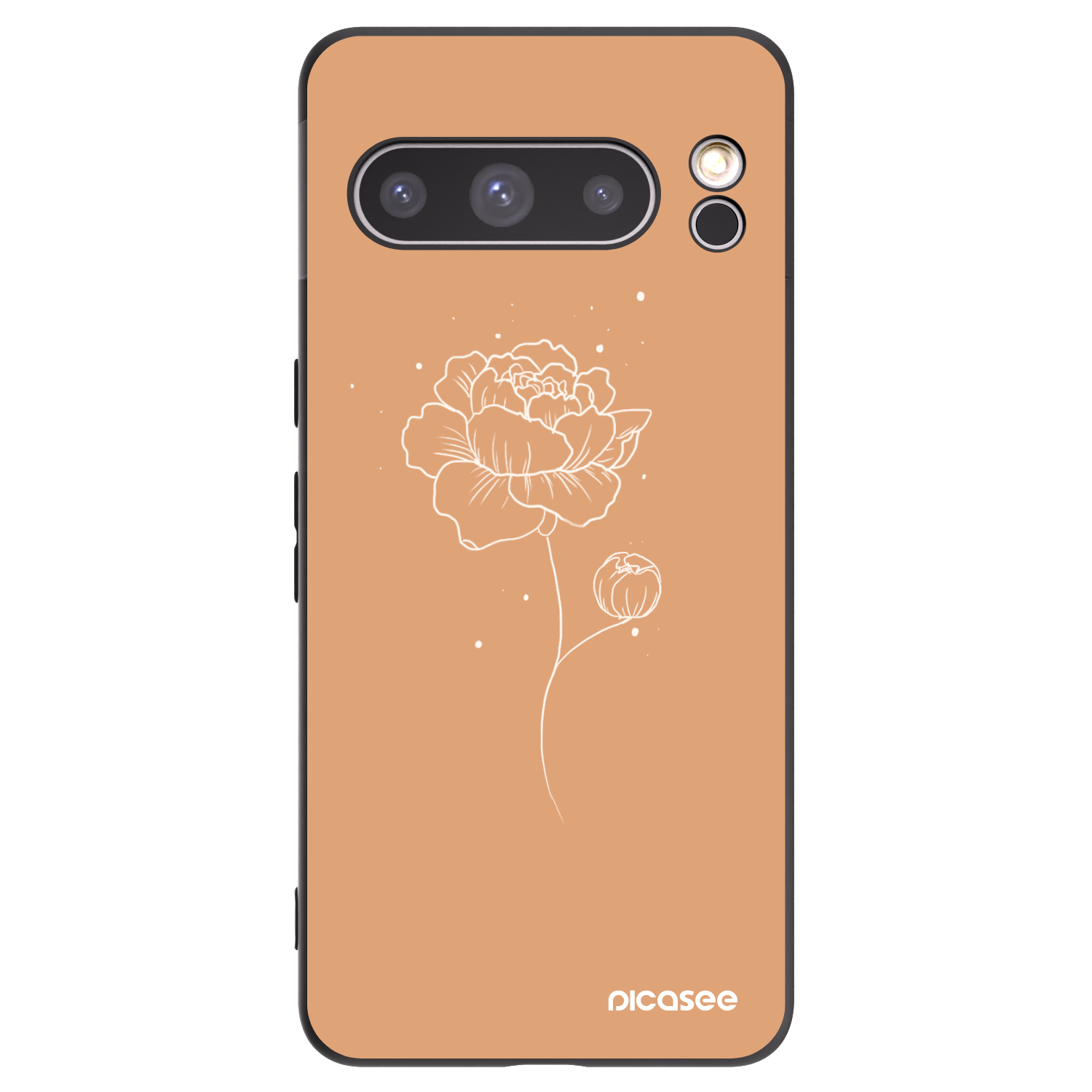 Picasee crna silikonska maskica za Google Pixel 8 Pro - Peonies