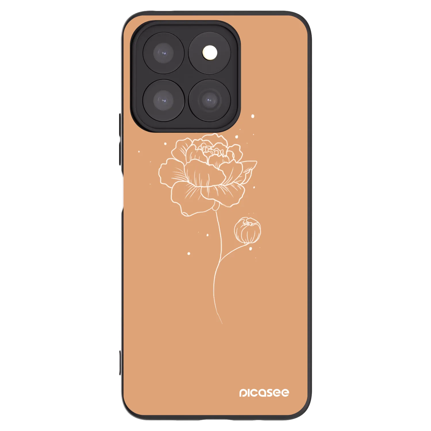 Picasee crna silikonska maskica za Honor X8c - Peonies
