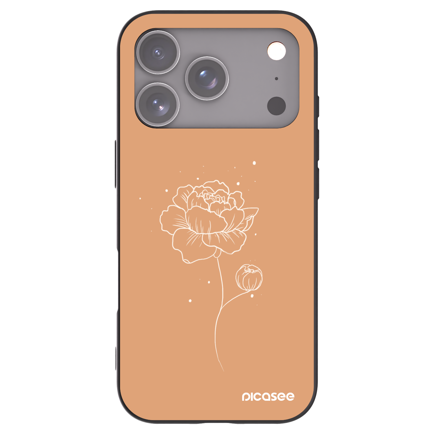 Picasee crna silikonska maskica za Apple iPhone 17 Pro - Peonies