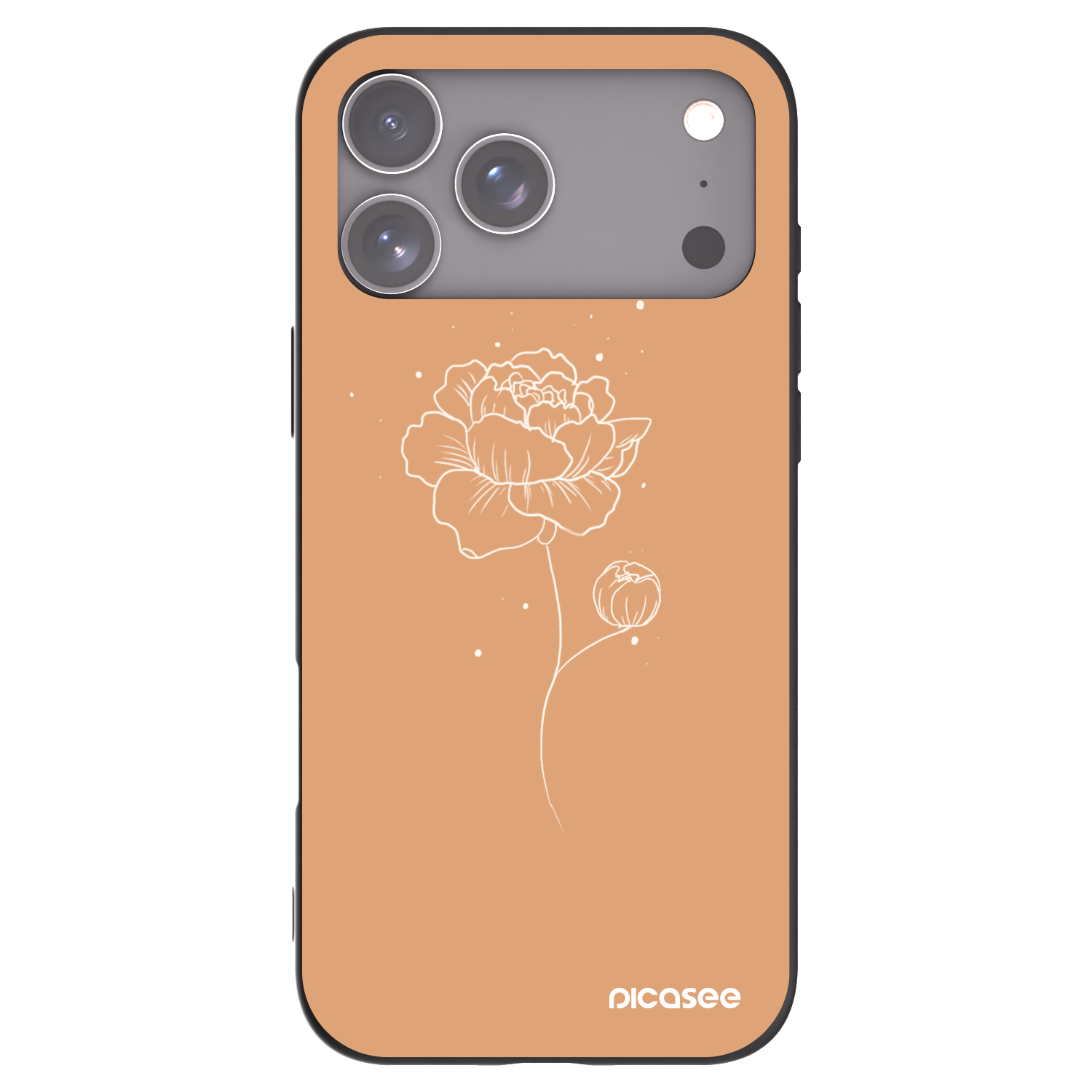 Picasee crna silikonska maskica za Apple iPhone 17 Pro Max - Peonies