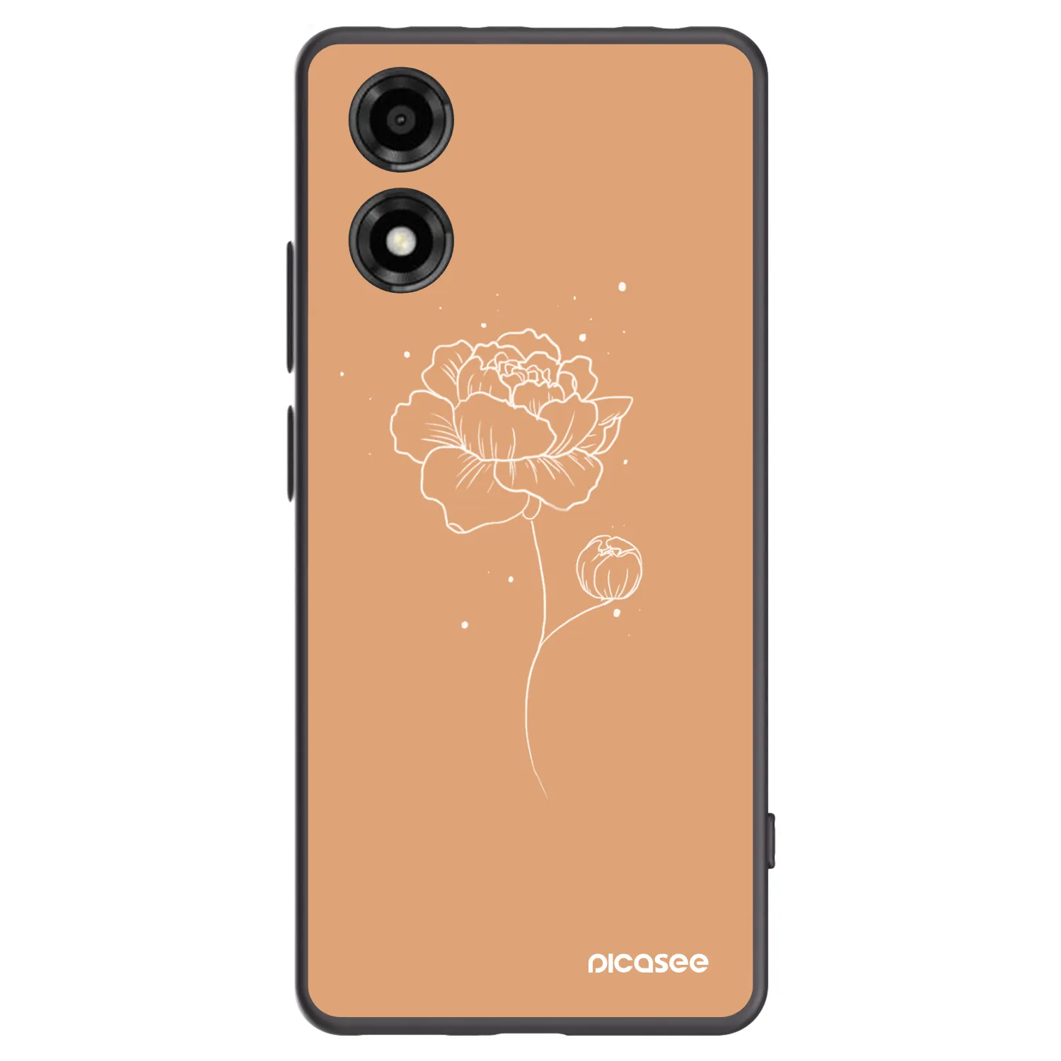 Picasee crna silikonska maskica za Motorola Moto E14 - Peonies