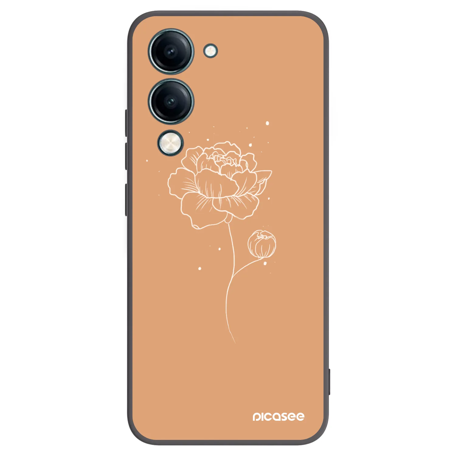 Picasee crna silikonska maskica za Vivo Y29s 5G - Peonies