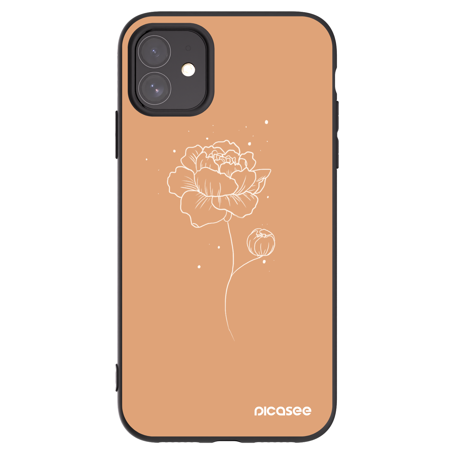 Picasee crna silikonska maskica za Apple iPhone 11 - Peonies