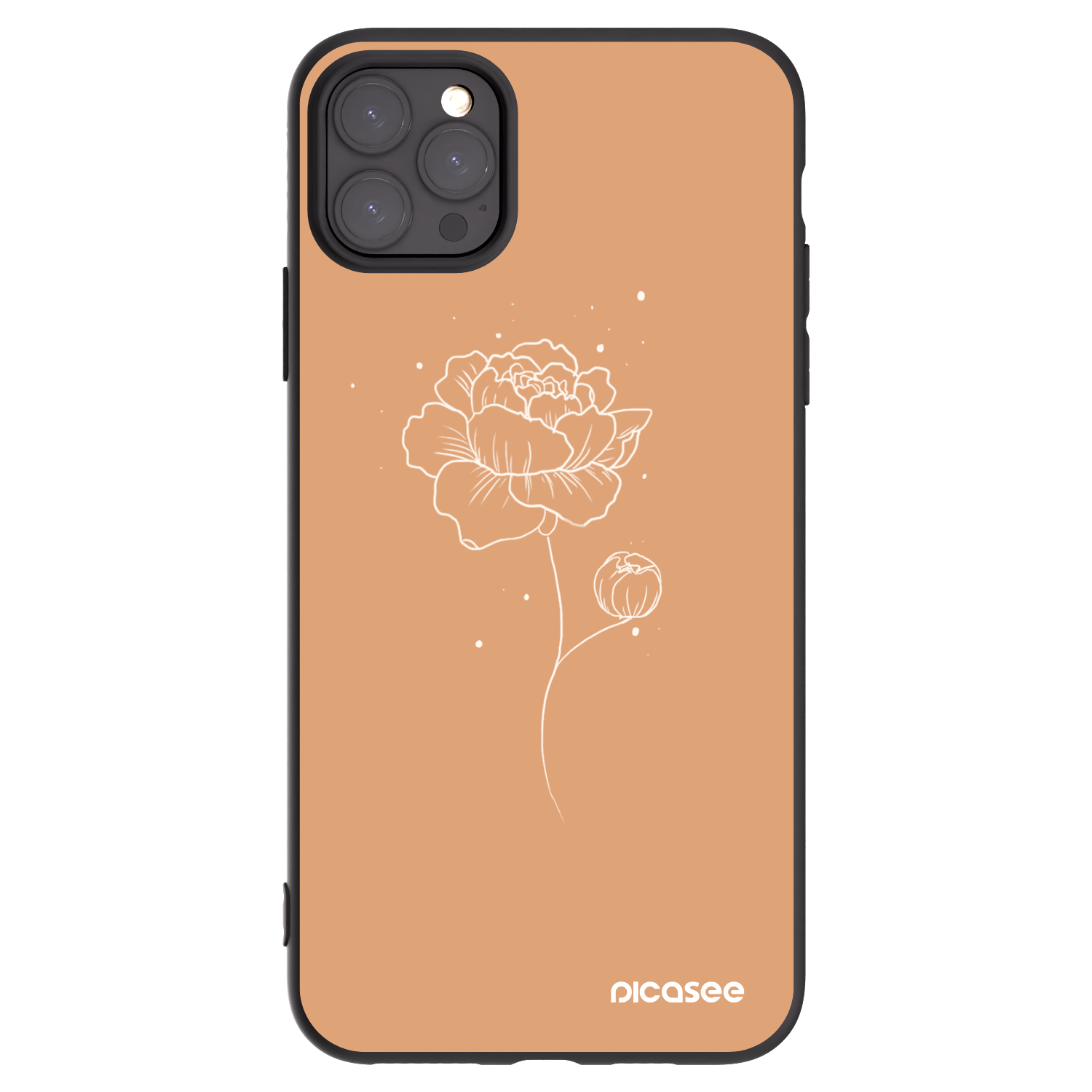 Picasee crna silikonska maskica za Apple iPhone 11 Pro Max - Peonies