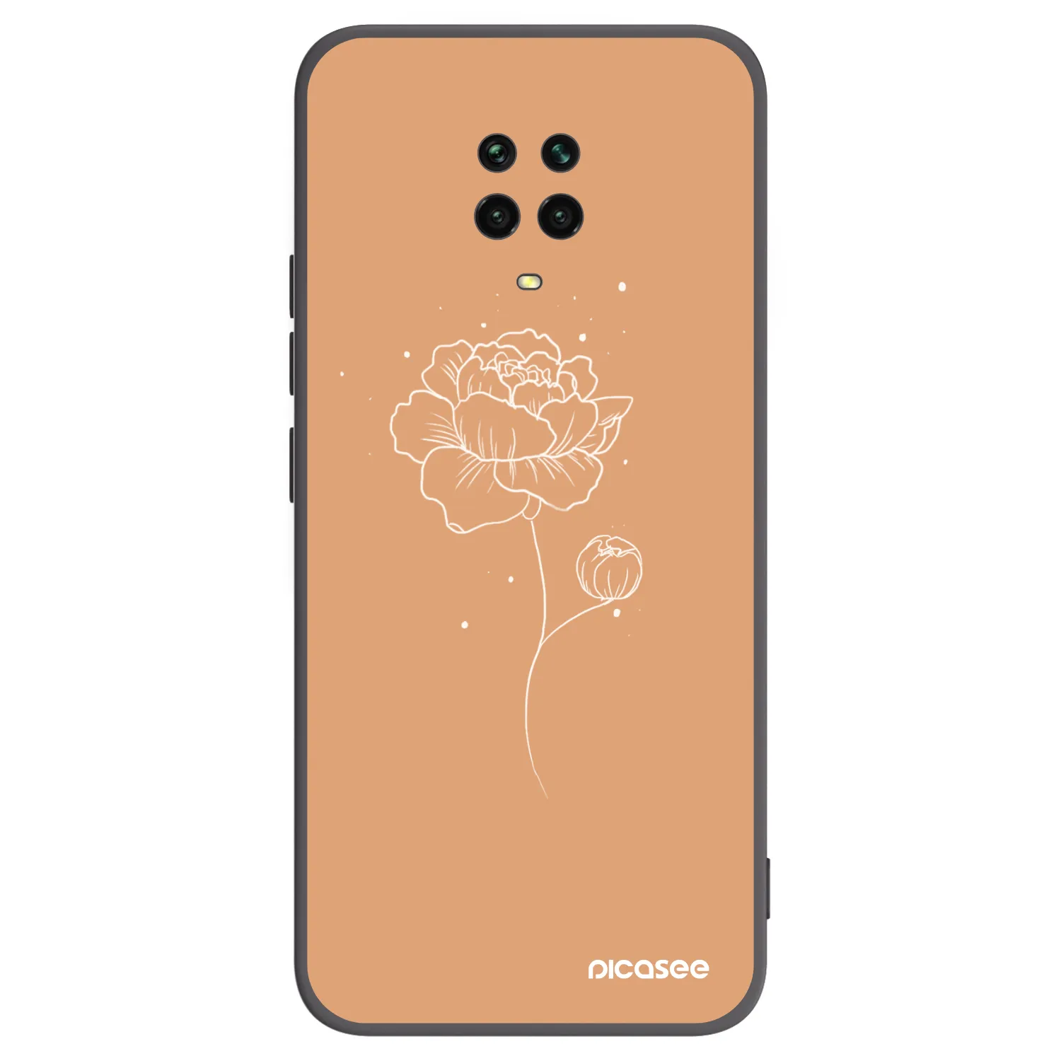 Picasee crna silikonska maskica za Xiaomi Redmi Note 9 Pro - Peonies