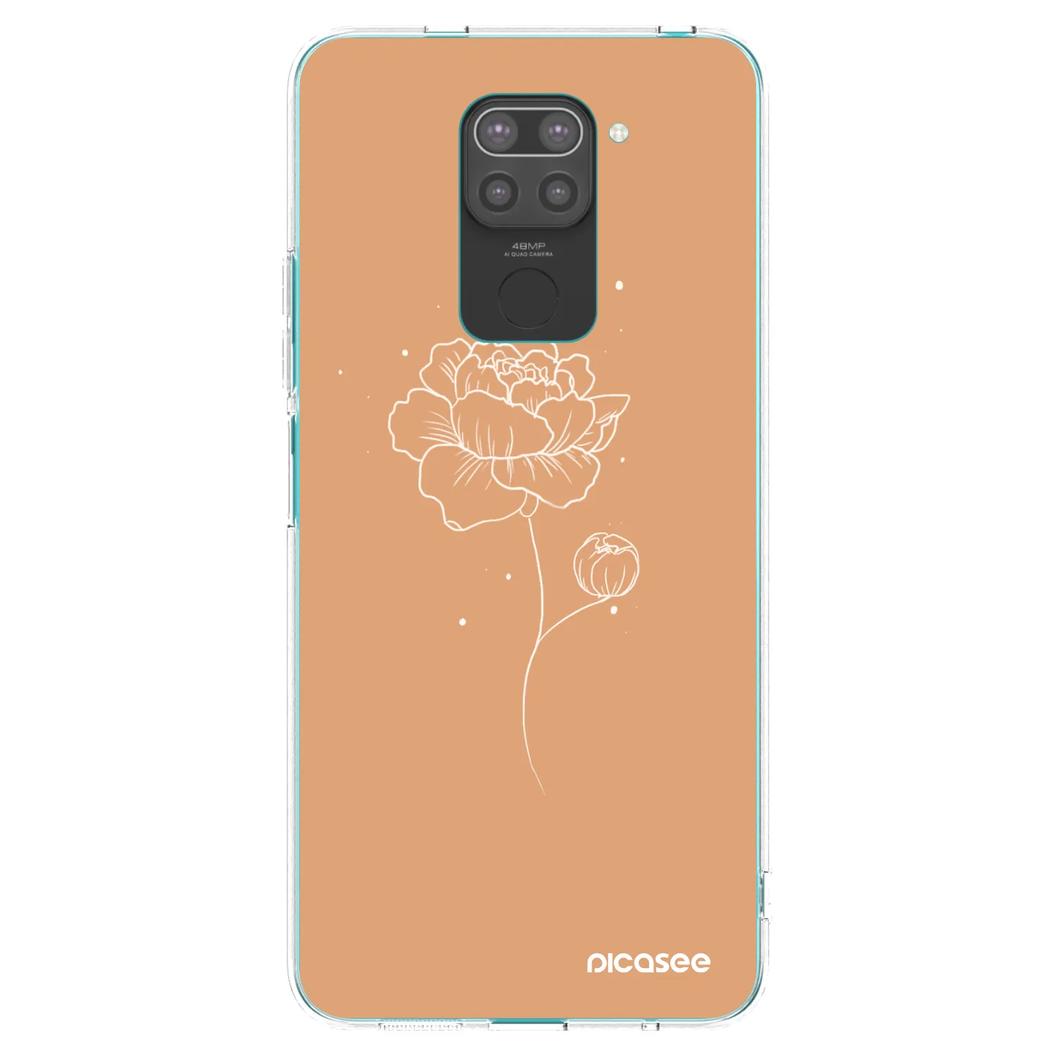 Picasee crna silikonska maskica za Xiaomi Redmi Note 9 - Peonies
