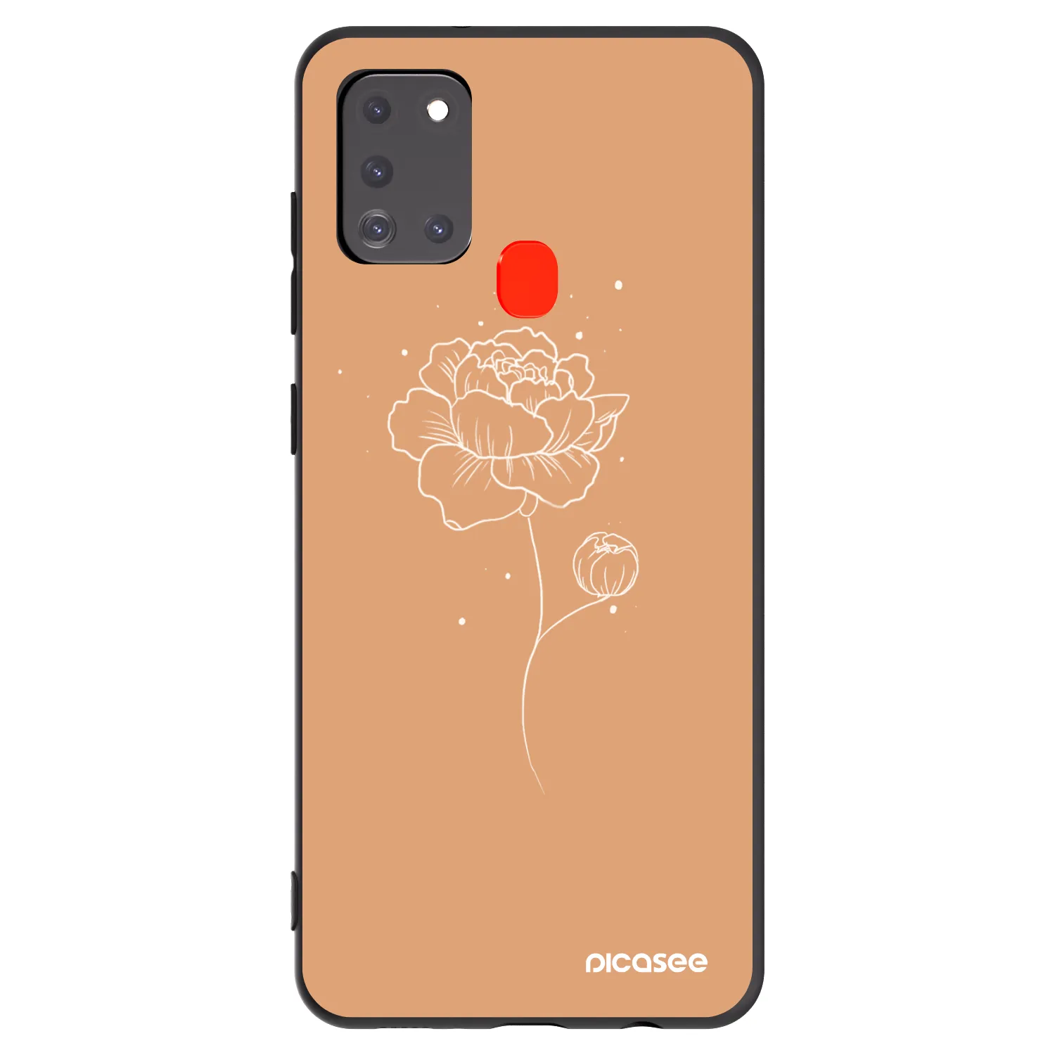 Picasee crna silikonska maskica za Samsung Galaxy A21s - Peonies