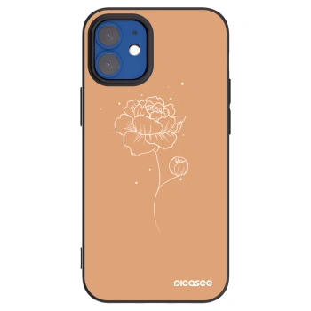 Picasee crna silikonska maskica za Apple iPhone 12 mini - Peonies