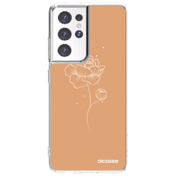 Picasee silikonska prozirna maskica za Samsung Galaxy S21 Ultra 5G G998B - Peonies