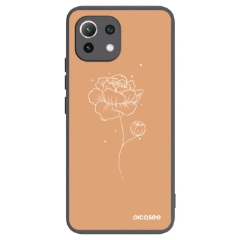 Picasee crna silikonska maskica za Xiaomi 11 Lite 5G NE - Peonies