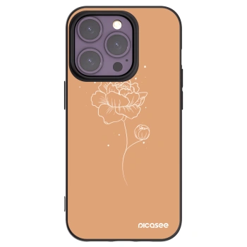 Picasee crna silikonska maskica za Apple iPhone 14 Pro - Peonies