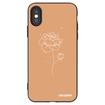 Picasee crna silikonska maskica za Apple iPhone X/XS - Peonies