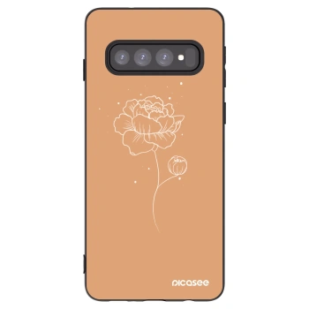 Picasee crna silikonska maskica za Samsung Galaxy S10 G973 - Peonies