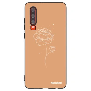Picasee crna silikonska maskica za Huawei P30 - Peonies