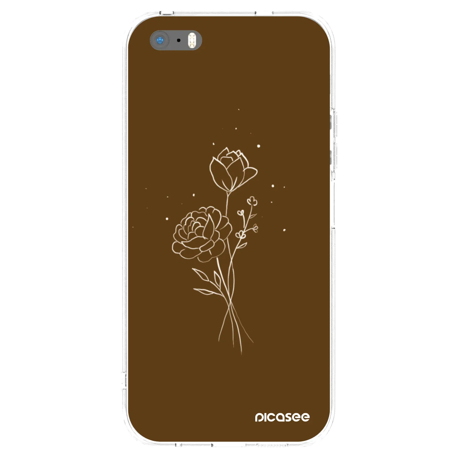 Picasee silikonska prozirna maskica za Apple iPhone 5/5S/SE - Brown flowers