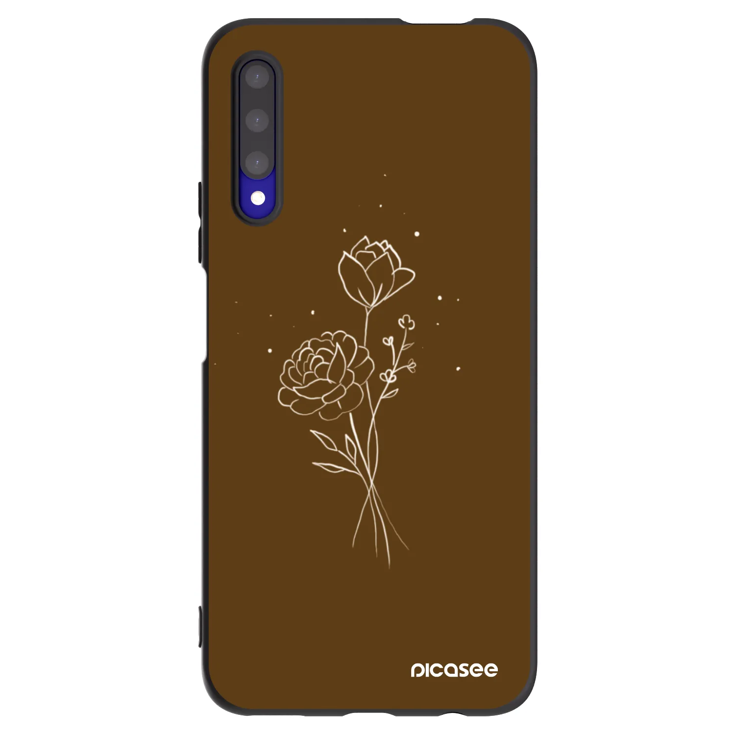 Picasee crna silikonska maskica za Honor 9X Pro - Brown flowers
