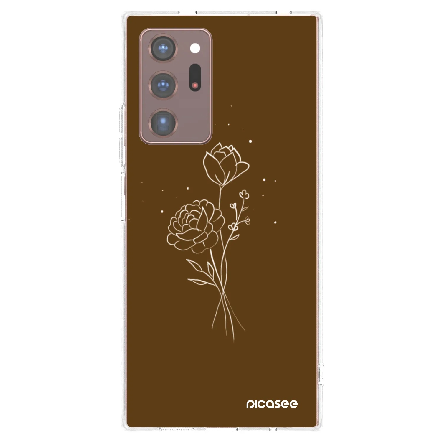 Picasee silikonska prozirna maskica za Samsung Galaxy Note 20 Ultra - Brown flowers
