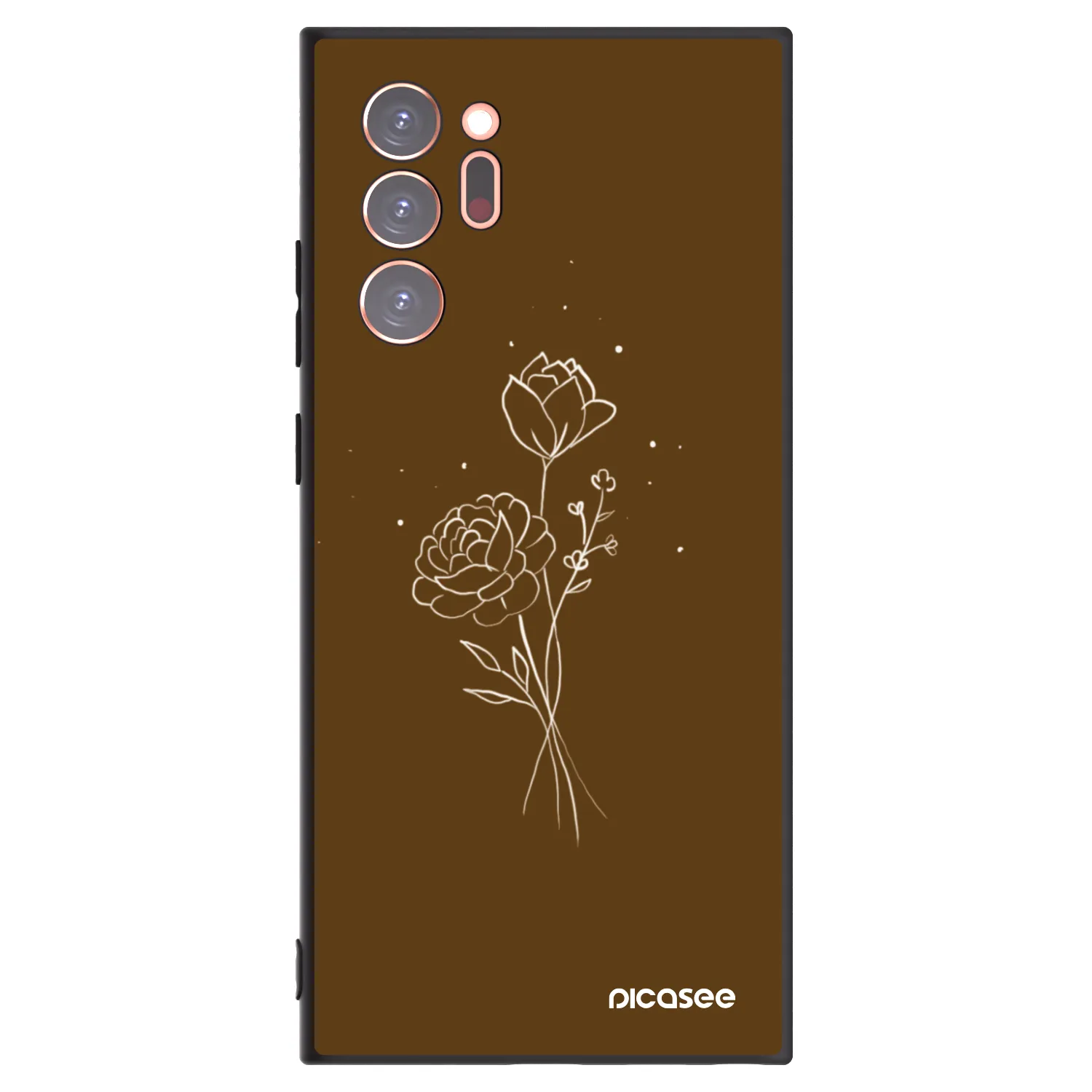 Picasee crna silikonska maskica za Samsung Galaxy Note 20 Ultra - Brown flowers