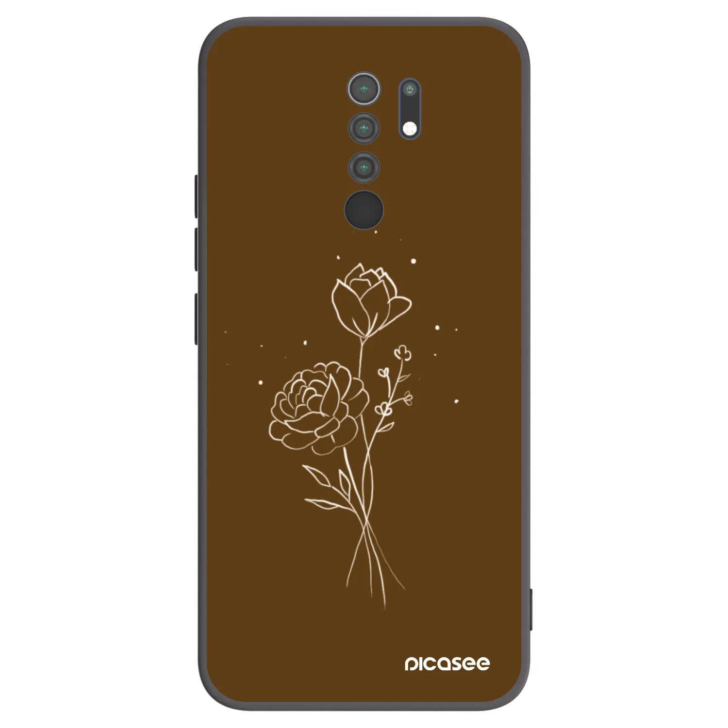 Picasee crna silikonska maskica za Xiaomi Redmi 9 - Brown flowers