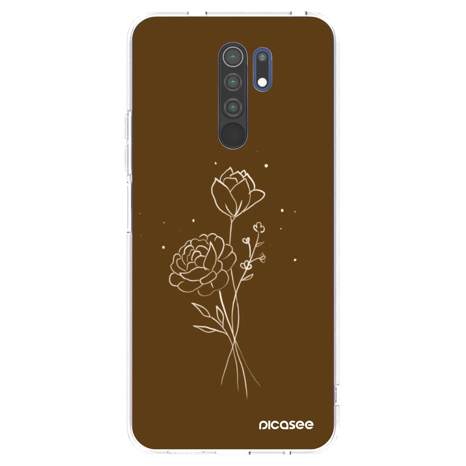Picasee silikonska prozirna maskica za Xiaomi Redmi 9 - Brown flowers