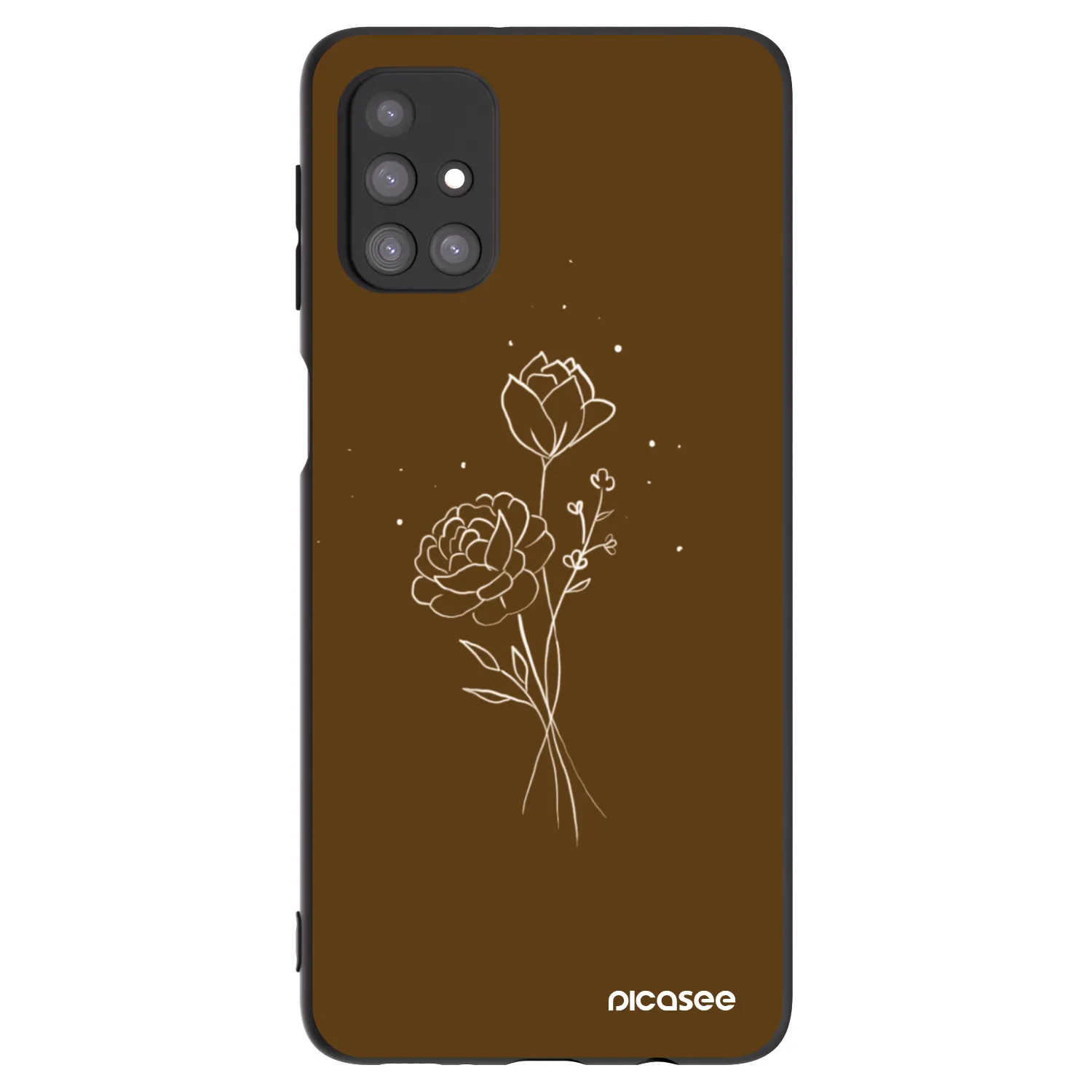 Picasee crna silikonska maskica za Samsung Galaxy M31s - Brown flowers