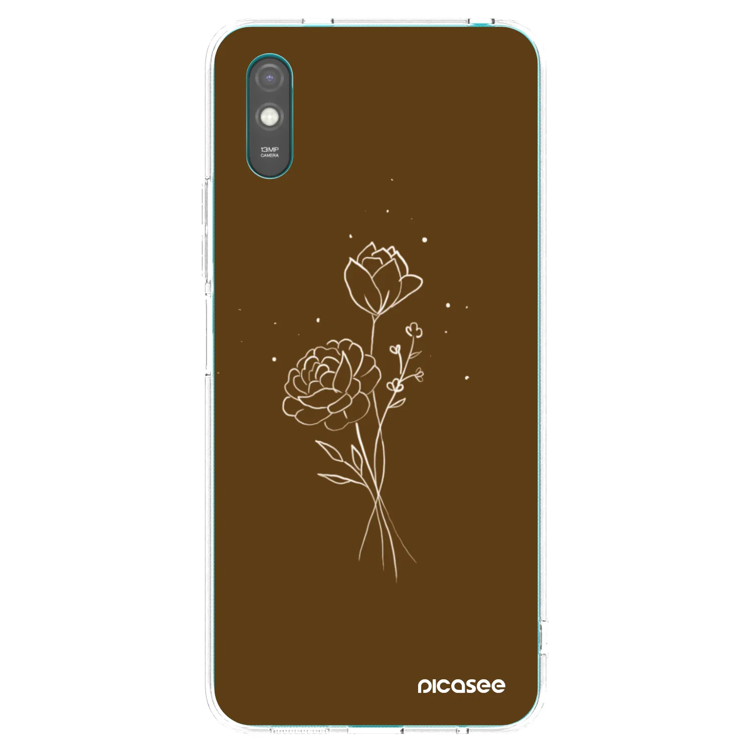 Picasee silikonska prozirna maskica za Xiaomi Redmi 9A - Brown flowers