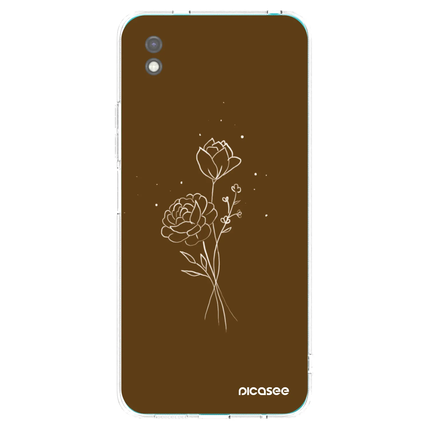 Picasee crna silikonska maskica za Xiaomi Redmi 9A - Brown flowers