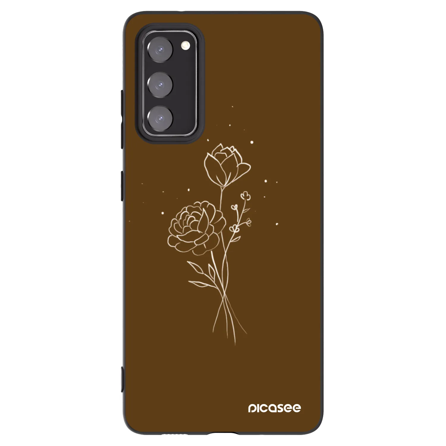 Picasee crna silikonska maskica za Samsung Galaxy S20 FE - Brown flowers