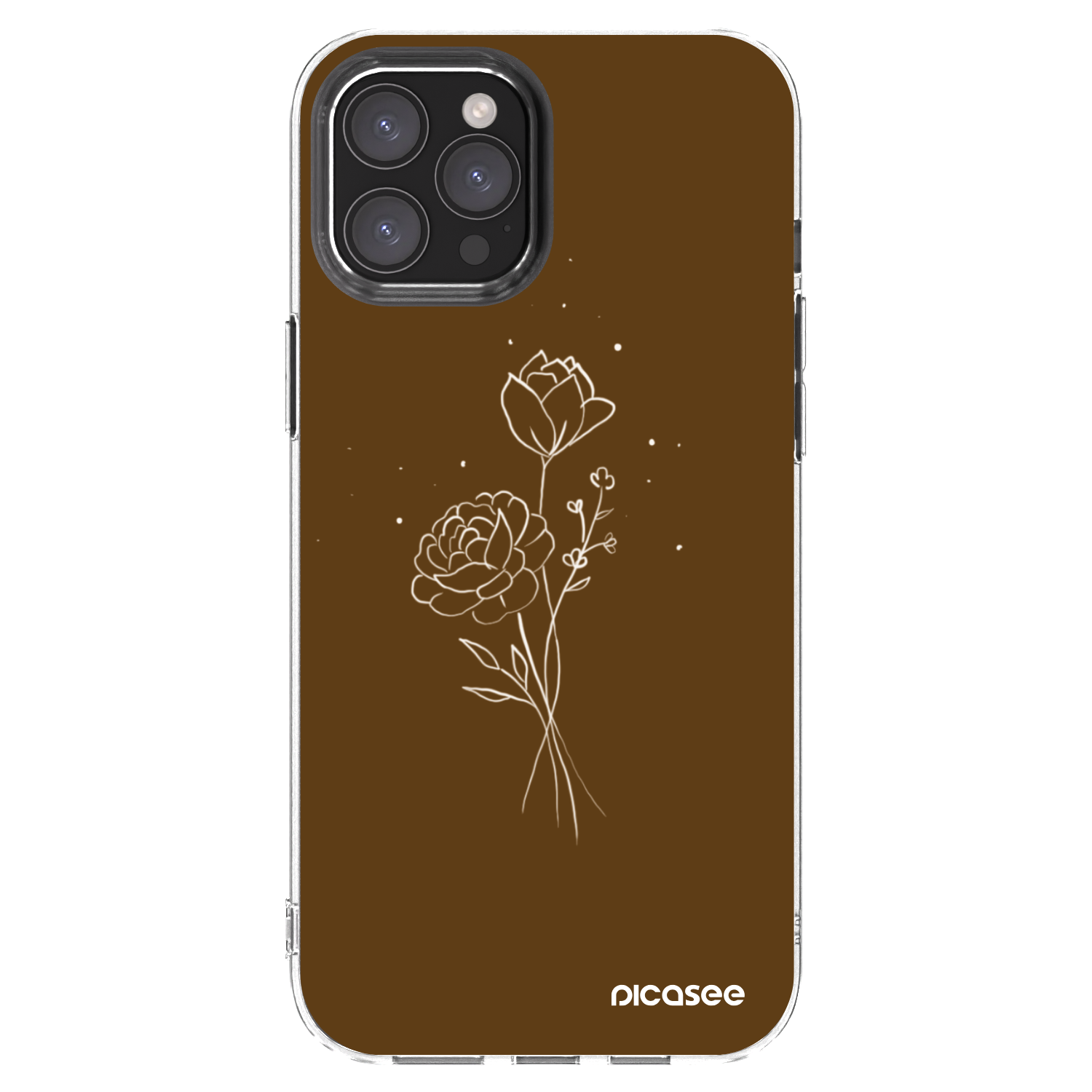 Picasee silikonska prozirna maskica za Apple iPhone 12 Pro Max - Brown flowers
