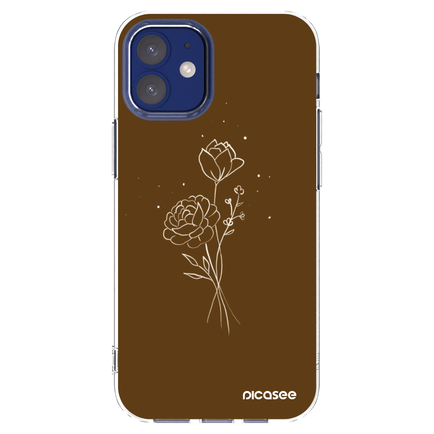 Picasee silikonska prozirna maskica za Apple iPhone 12 mini - Brown flowers