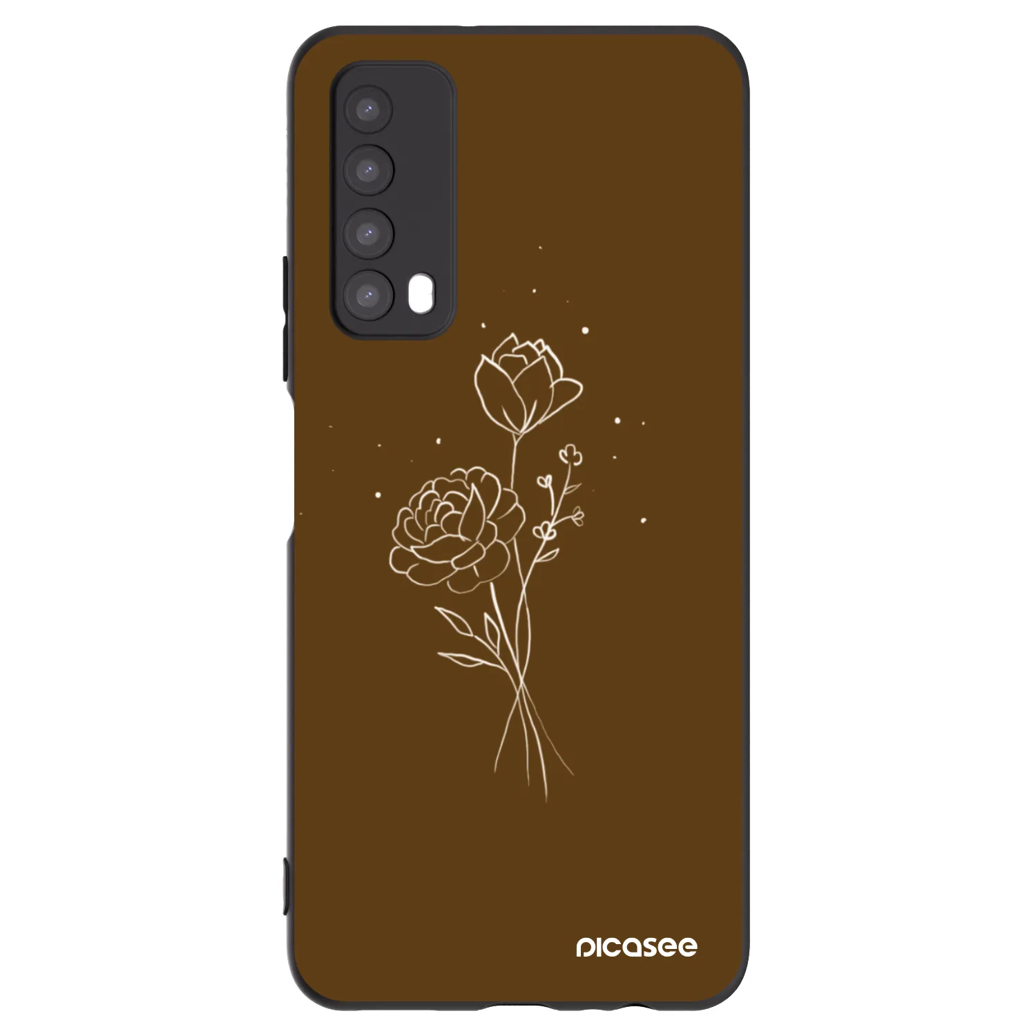 Picasee crna silikonska maskica za Huawei P Smart 2021 - Brown flowers