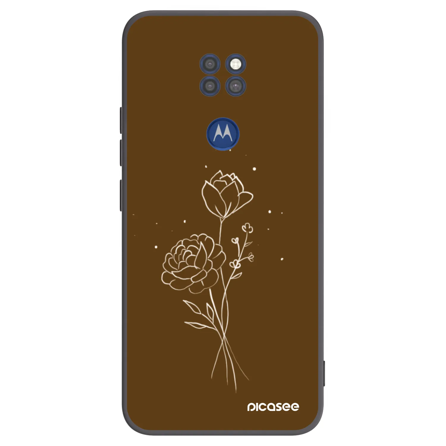 Picasee crna silikonska maskica za Motorola Moto G9 Play - Brown flowers
