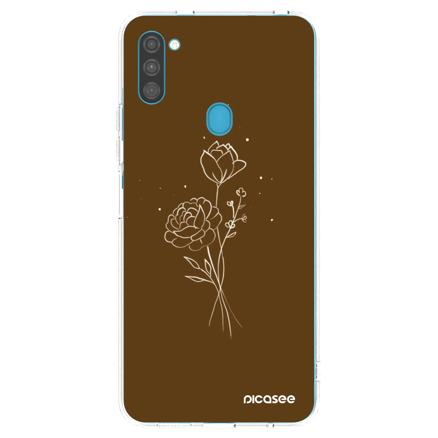 Picasee silikonska prozirna maskica za Samsung Galaxy M11 - Brown flowers