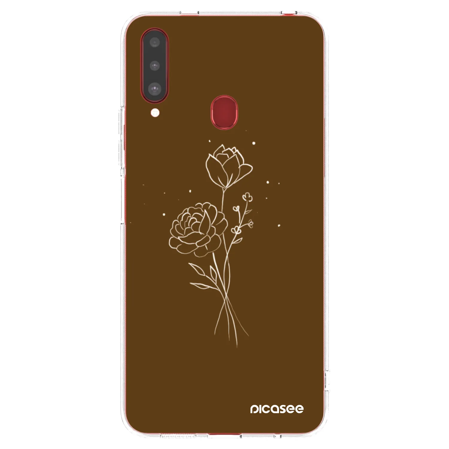 Picasee silikonska prozirna maskica za Samsung Galaxy A20s - Brown flowers