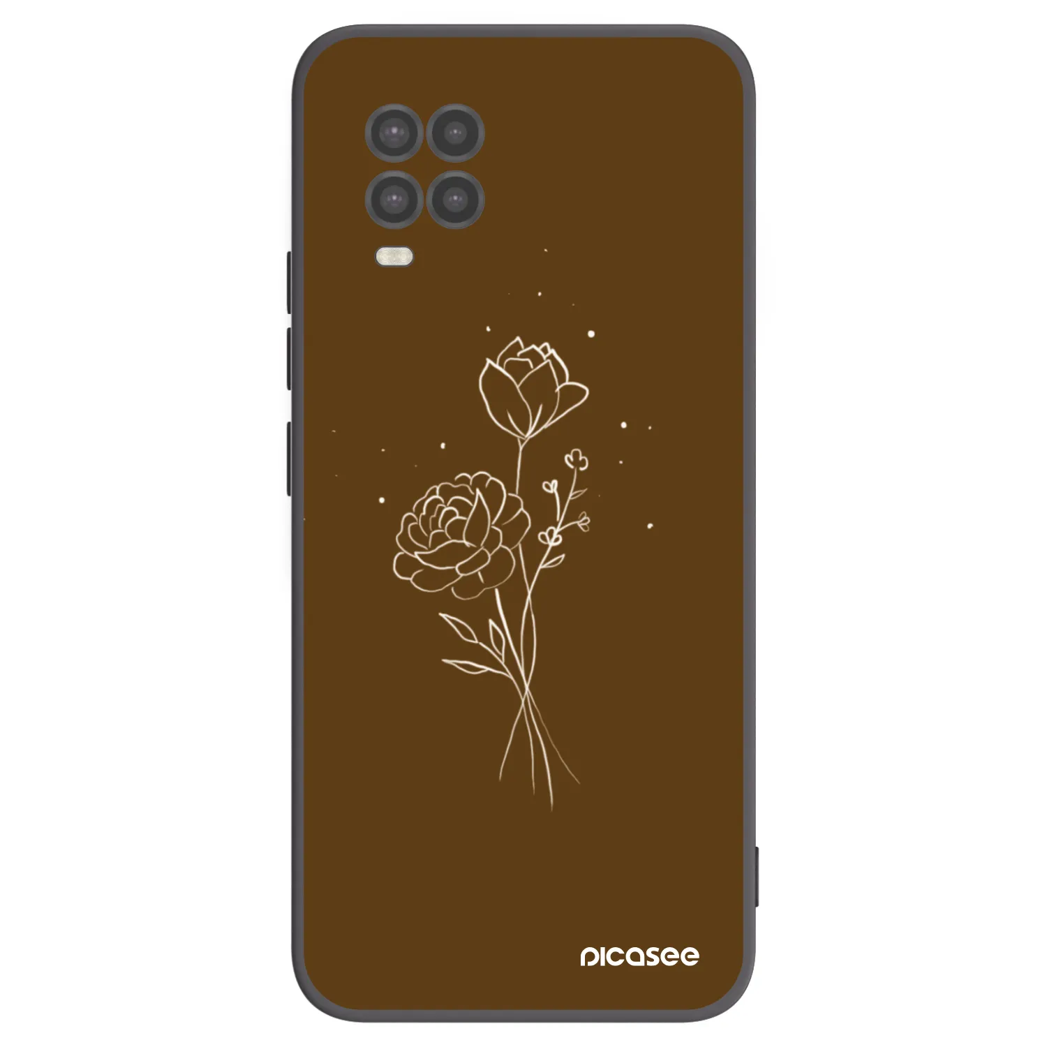 Picasee crna silikonska maskica za Xiaomi Mi 10 Lite - Brown flowers