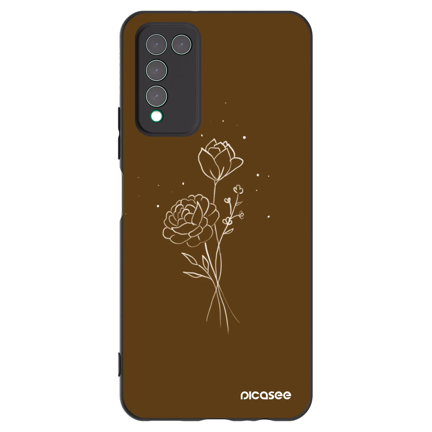 Picasee crna silikonska maskica za Honor 10X Lite - Brown flowers