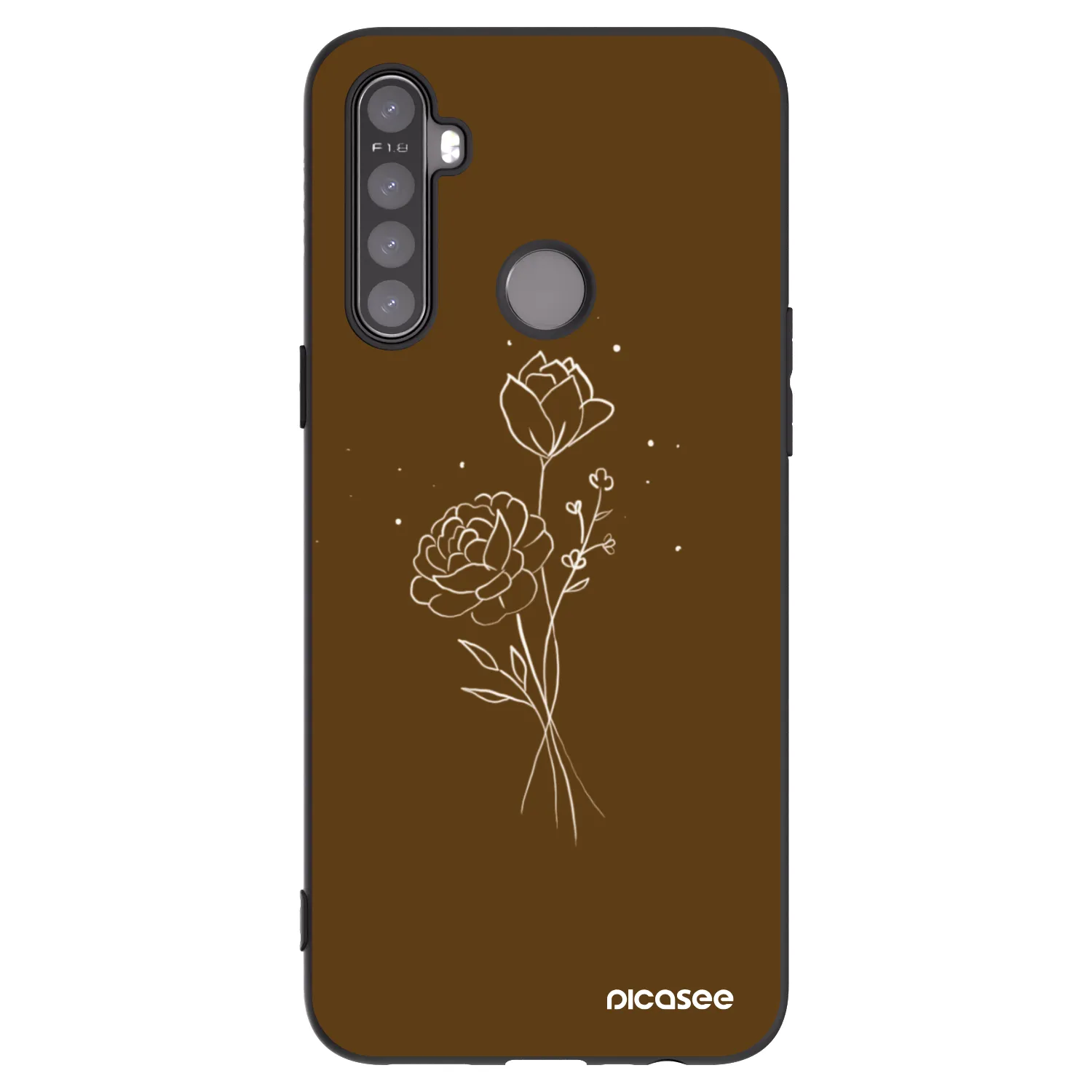 Picasee crna silikonska maskica za Realme 5 - Brown flowers